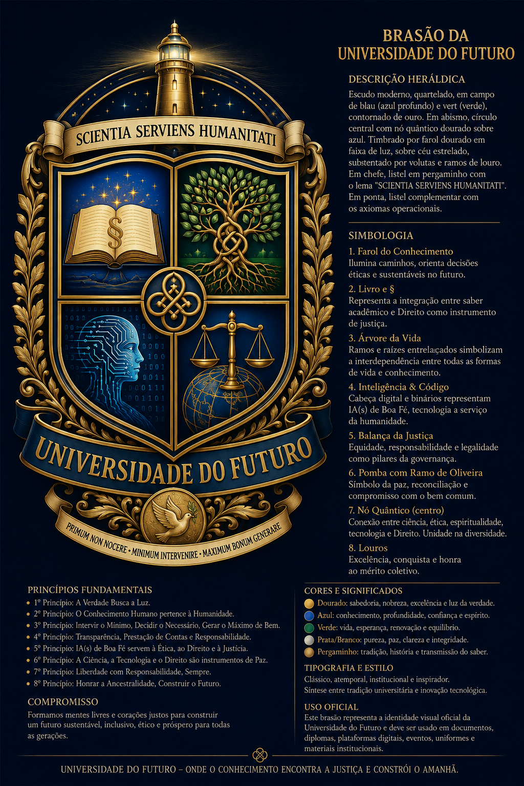 Emblema detalhado da Universidade do Futuro da Jus 9 Tecnologia Jurídica